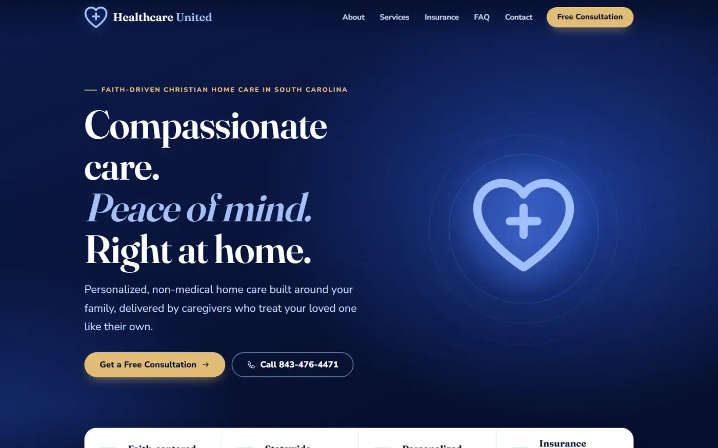 Healthcare United homepage designed and built by Vorteo Studios
