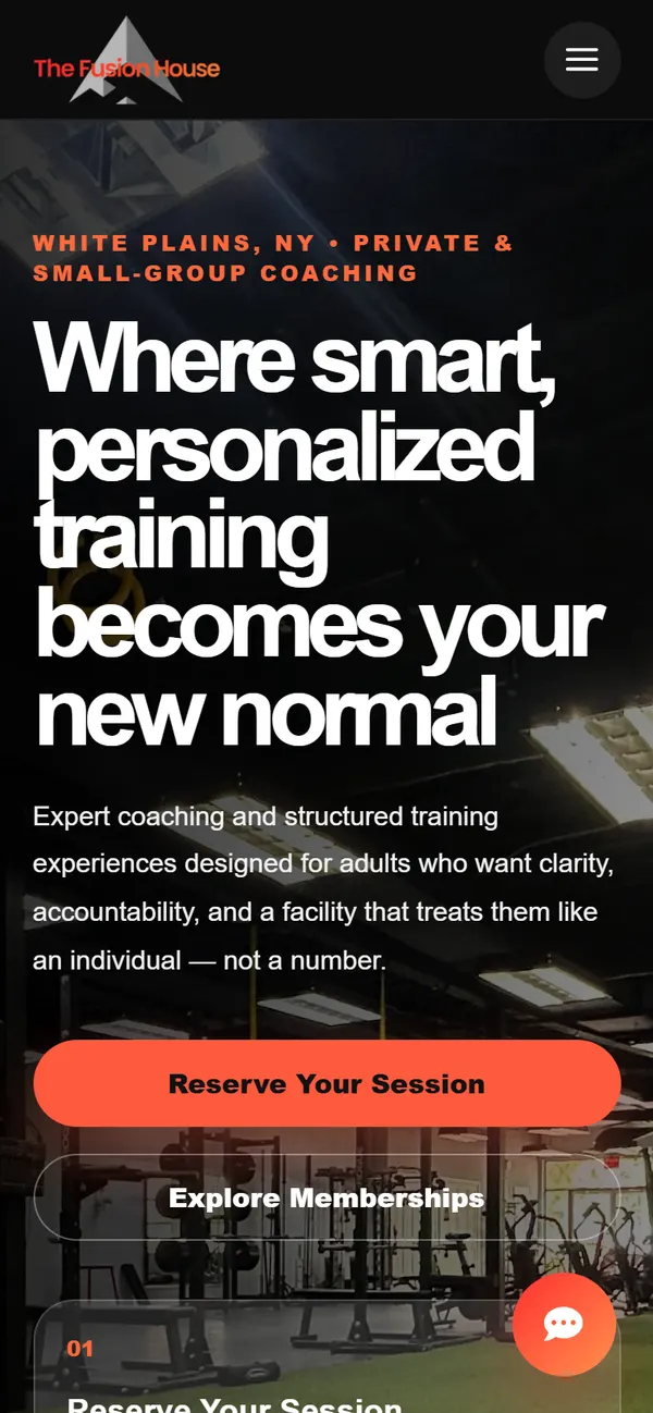 Fusion House Fitness website on a phone