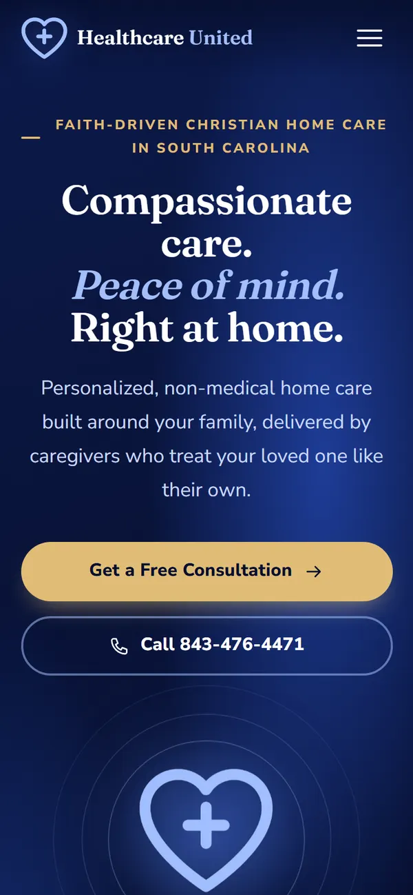 Healthcare United website on a phone