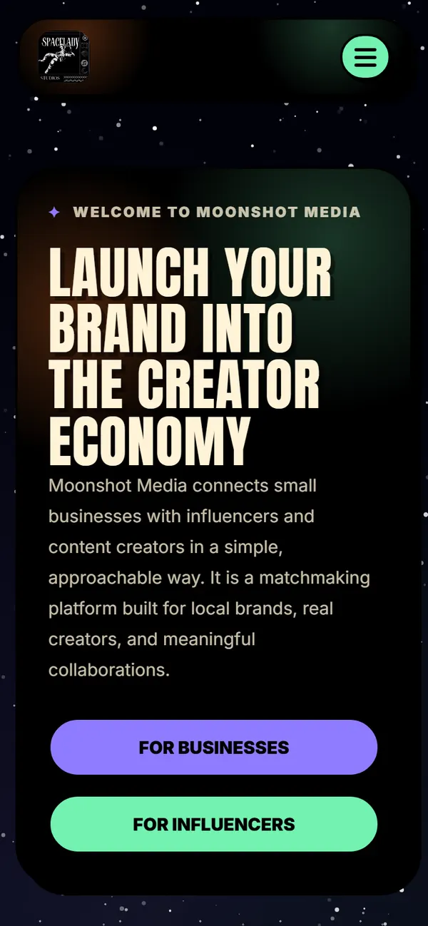 Mission Control website on a phone