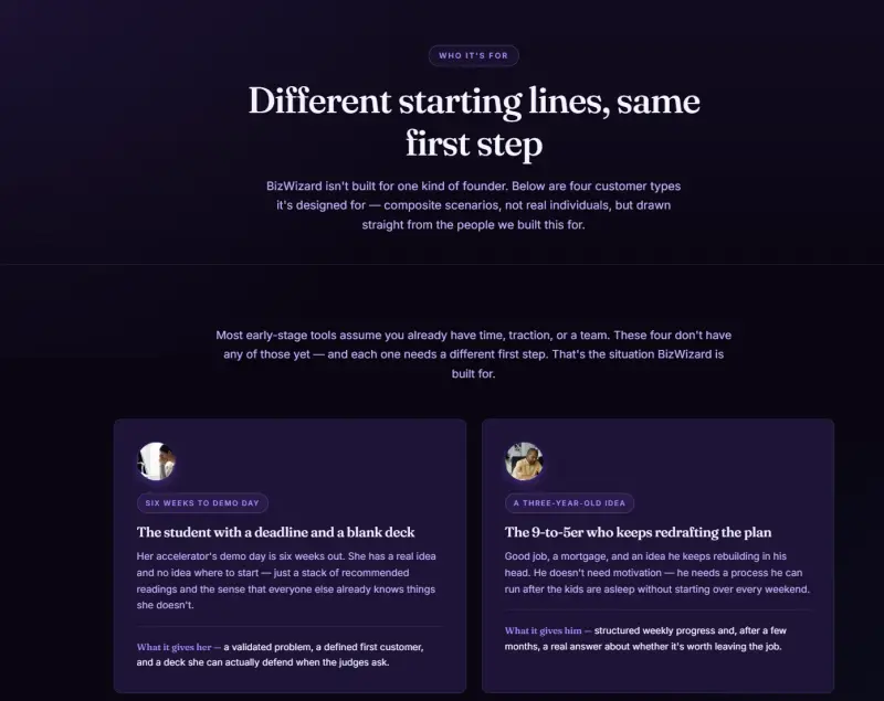 BizWizard ai startup platform — screenshot 3