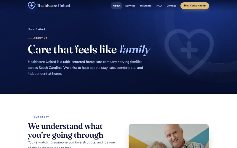 Healthcare United home care website — screenshot 2