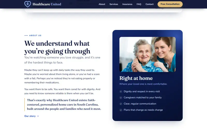 Healthcare United home care website — screenshot 3