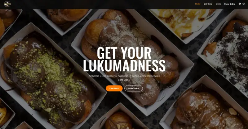 Lukumadness restaurant website — screenshot 1