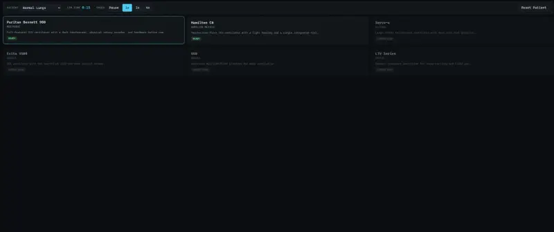 VentSim ventilator training simulator — screenshot 1
