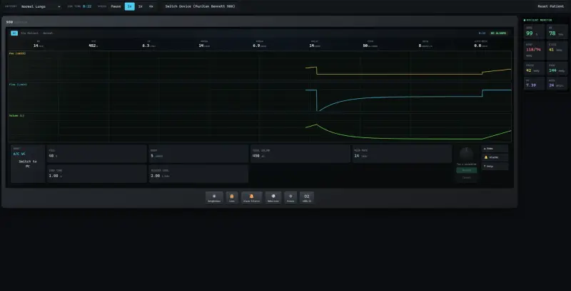 VentSim ventilator training simulator — screenshot 2