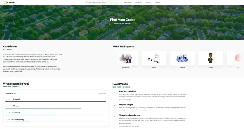 Zoner real estate web app — screenshot 1